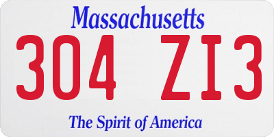 MA license plate 304ZI3