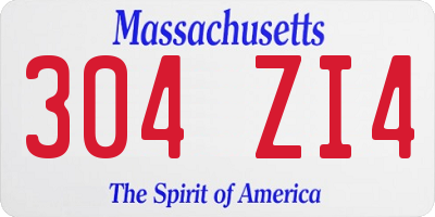 MA license plate 304ZI4