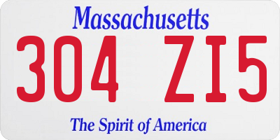 MA license plate 304ZI5