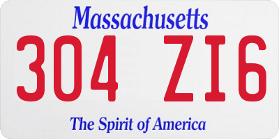 MA license plate 304ZI6