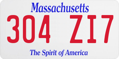 MA license plate 304ZI7