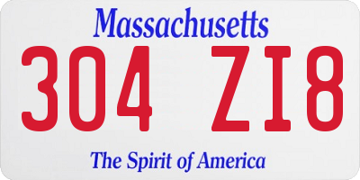 MA license plate 304ZI8