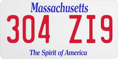 MA license plate 304ZI9