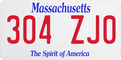 MA license plate 304ZJ0