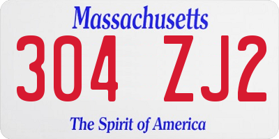 MA license plate 304ZJ2