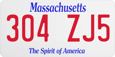 MA license plate 304ZJ5