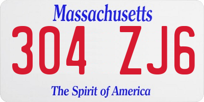 MA license plate 304ZJ6