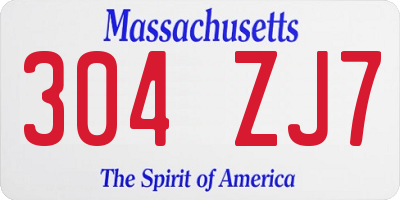 MA license plate 304ZJ7