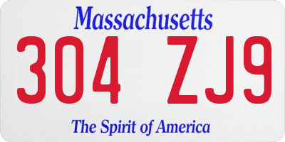 MA license plate 304ZJ9
