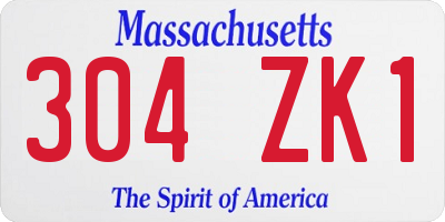 MA license plate 304ZK1