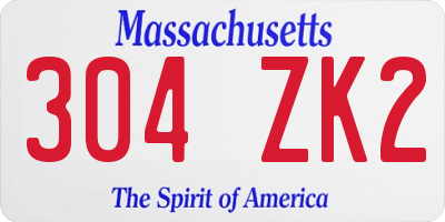 MA license plate 304ZK2