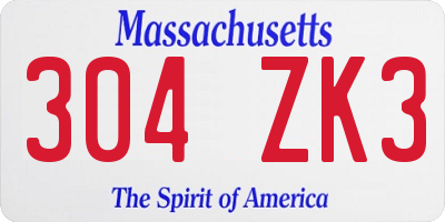 MA license plate 304ZK3