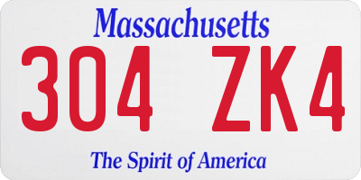 MA license plate 304ZK4