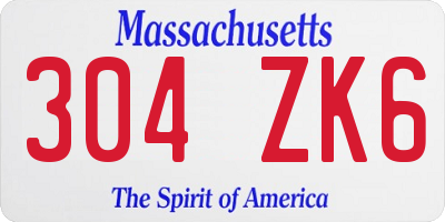 MA license plate 304ZK6