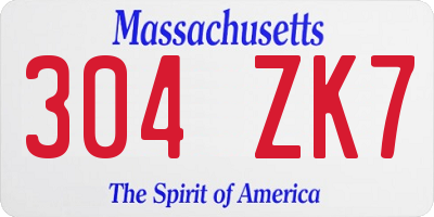 MA license plate 304ZK7
