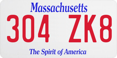 MA license plate 304ZK8