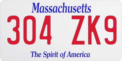 MA license plate 304ZK9