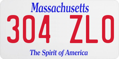 MA license plate 304ZL0