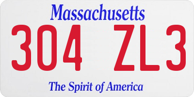 MA license plate 304ZL3