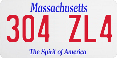 MA license plate 304ZL4