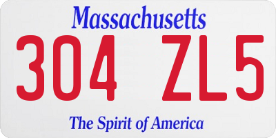 MA license plate 304ZL5