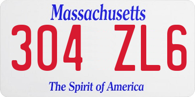 MA license plate 304ZL6