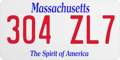 MA license plate 304ZL7