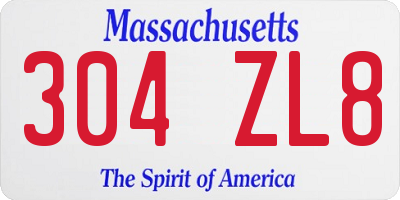 MA license plate 304ZL8