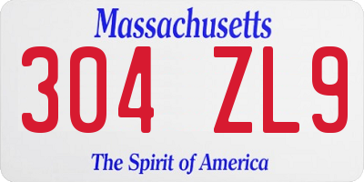 MA license plate 304ZL9