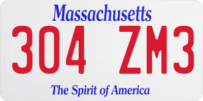 MA license plate 304ZM3