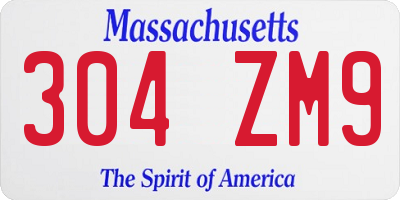 MA license plate 304ZM9