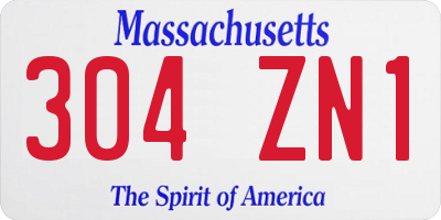 MA license plate 304ZN1
