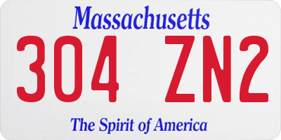 MA license plate 304ZN2