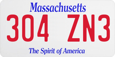 MA license plate 304ZN3