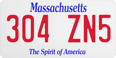 MA license plate 304ZN5