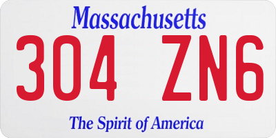 MA license plate 304ZN6