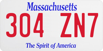MA license plate 304ZN7