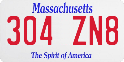 MA license plate 304ZN8