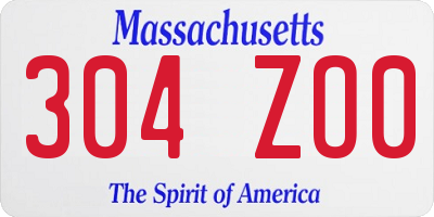 MA license plate 304ZO0