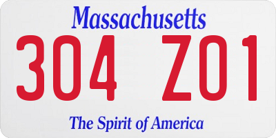 MA license plate 304ZO1