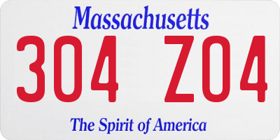 MA license plate 304ZO4