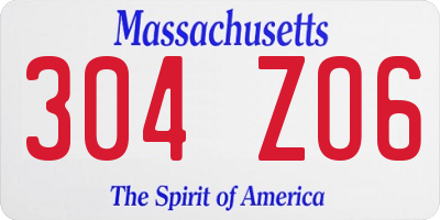 MA license plate 304ZO6