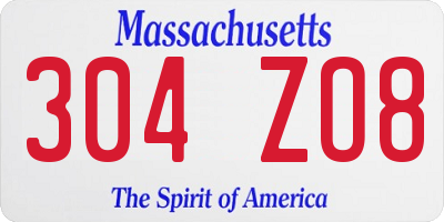 MA license plate 304ZO8