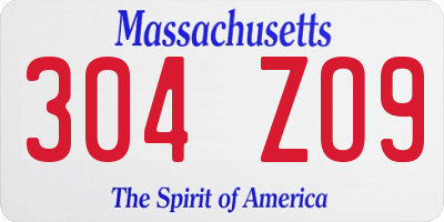 MA license plate 304ZO9