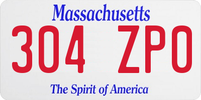 MA license plate 304ZP0