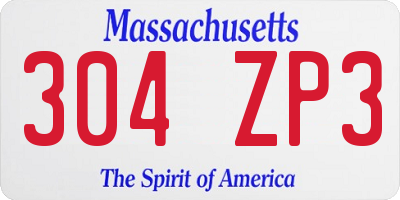 MA license plate 304ZP3