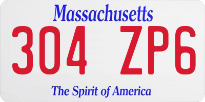 MA license plate 304ZP6
