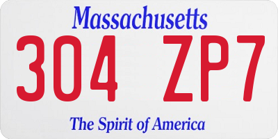 MA license plate 304ZP7