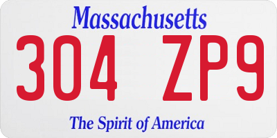 MA license plate 304ZP9