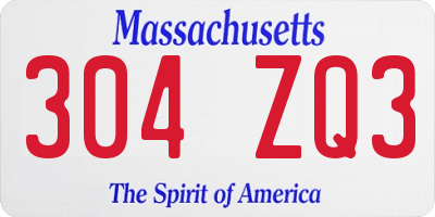MA license plate 304ZQ3